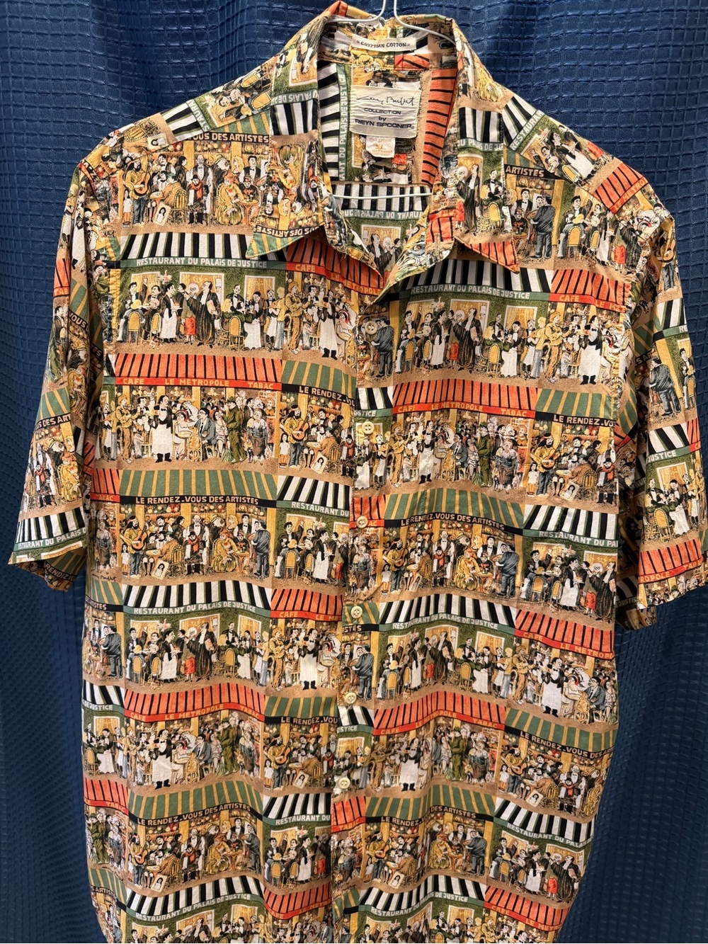 reyn spooner Multicolor Graphic Panel Short Sleeve Shirt - Green, Orange, Black